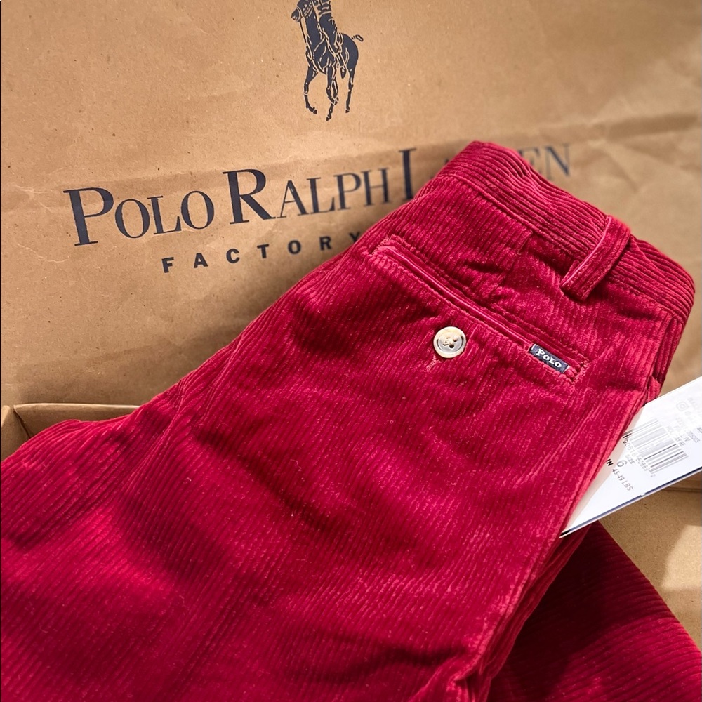 Polo by Ralph holiday collection Corduroy boys pants size 6. Deep red nwt